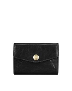 Kleine, luxuriöse schwarze Lederhandtasche für Damen mit Druckknopfverschluss