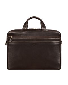 High-end dark brown executive briefcase styled for boardroom use