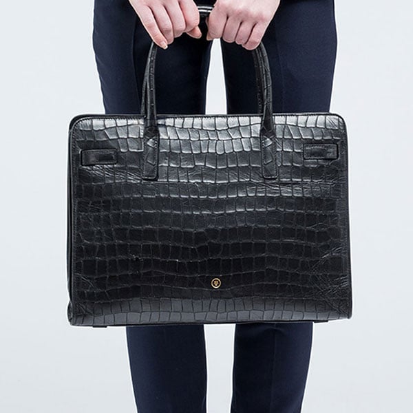 italian leather croco laptop bag